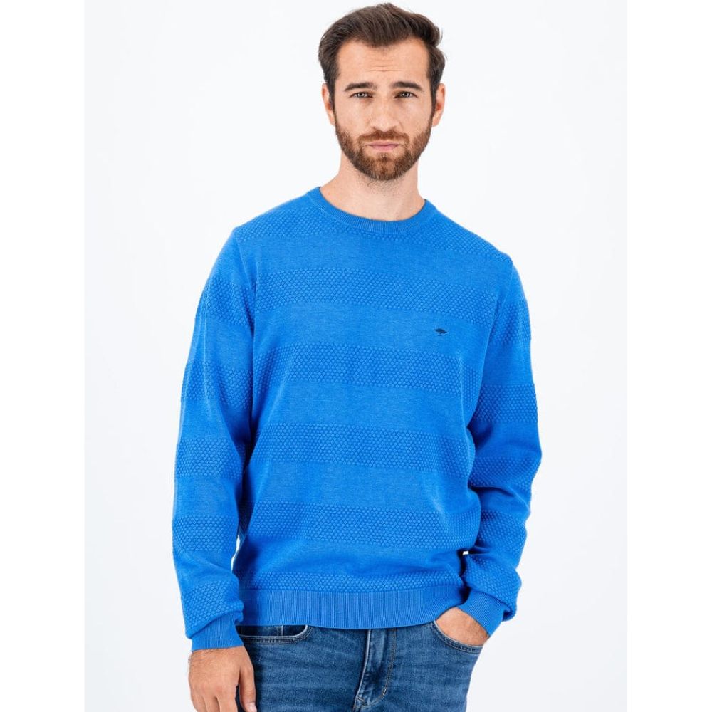 FYNCH HATTON SUPERFINE ROUND NECK VIBRANT BLUE MEN SWEATER